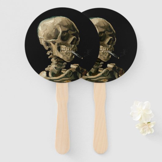 Vincent van Gogh - Skull mit brennender Zigarette Fächer (Vorne und Hinten)
