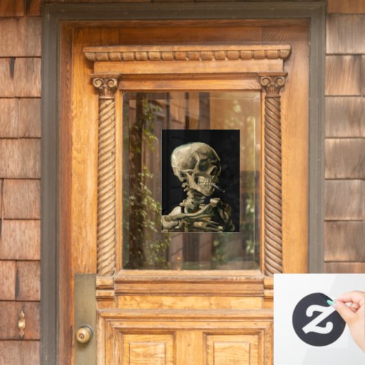 Vincent van Gogh - Skull mit brennender Zigarette Fensteraufkleber (Haustür)