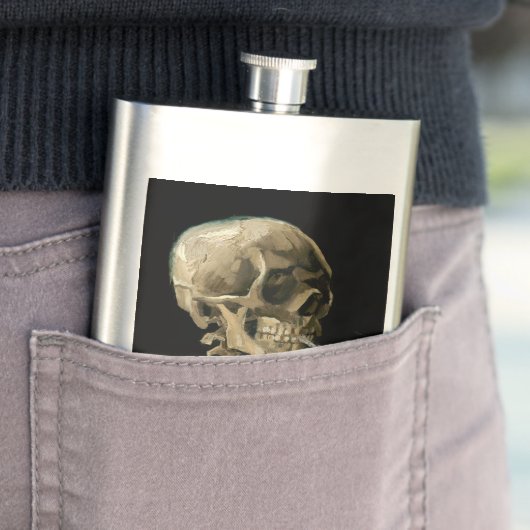 Vincent van Gogh - Skull mit brennender Zigarette Flachmann (Beispiel)