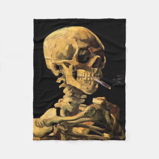 Vincent Van Gogh - Skull mit brennender Zigarette Fleecedecke (Vorderseite)
