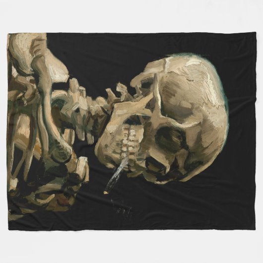 Vincent van Gogh - Skull mit brennender Zigarette Fleecedecke (Vorderseite (Horizontal))