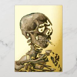 Vincent van Gogh - Skull mit brennender Zigarette Folien Feiertagskarte