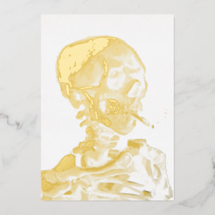 Vincent van Gogh - Skull mit brennender Zigarette Folien Feiertagskarte