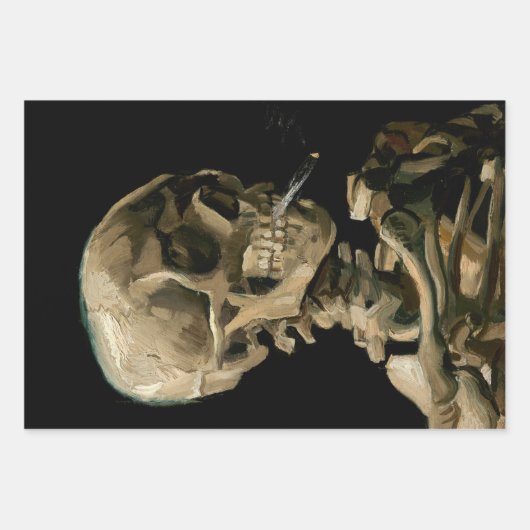 Vincent van Gogh - Skull mit brennender Zigarette Geschenkpapier Set (Vorderseite)