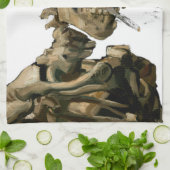 Vincent van Gogh - Skull mit brennender Zigarette Geschirrtuch (Gefaltet)