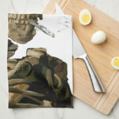 Vincent van Gogh - Skull mit brennender Zigarette Geschirrtuch (Viertel Falte)