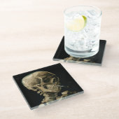 Vincent van Gogh - Skull mit brennender Zigarette Glasuntersetzer (Schrägansicht)