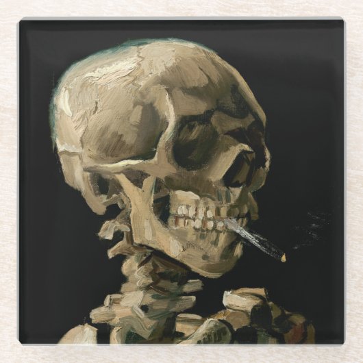 Vincent van Gogh - Skull mit brennender Zigarette Glasuntersetzer (Vorderseite)