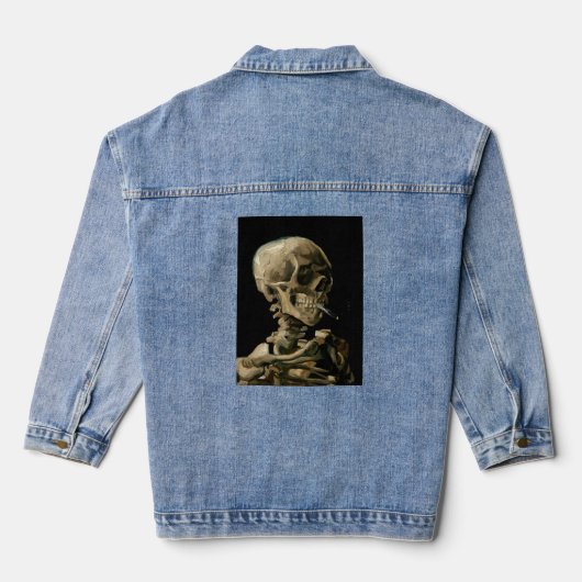 Vincent van Gogh - Skull mit brennender Zigarette Jeansjacke (Rückseite)