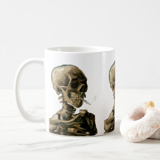 Vincent van Gogh - Skull mit brennender Zigarette Kaffeetasse (Mit Donut)
