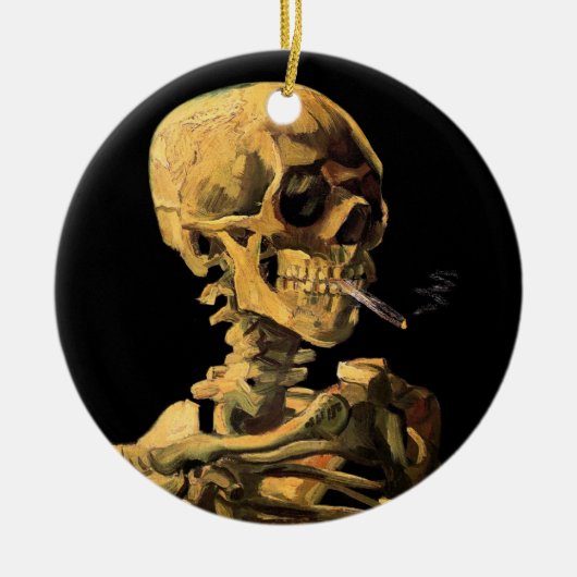 Vincent Van Gogh - Skull mit brennender Zigarette Keramikornament (Vorne)