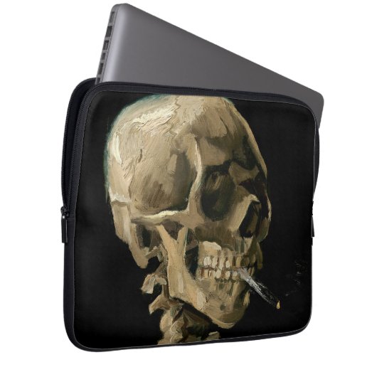 Vincent van Gogh - Skull mit brennender Zigarette Laptopschutzhülle (Vorne Rechts)
