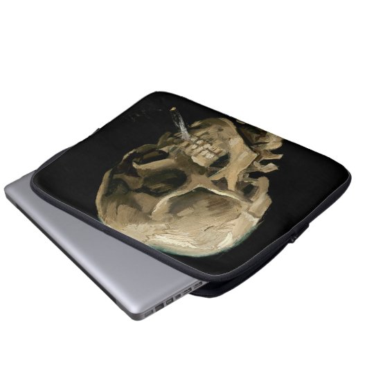 Vincent van Gogh - Skull mit brennender Zigarette Laptopschutzhülle (Vorne Knopf)