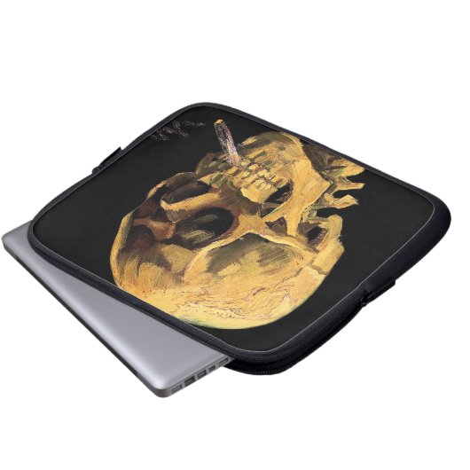 Vincent Van Gogh - Skull mit brennender Zigarette Laptopschutzhülle (Vorne Knopf)