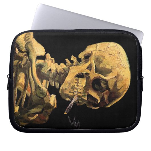 Vincent Van Gogh - Skull mit brennender Zigarette Laptopschutzhülle (Vorderseite)
