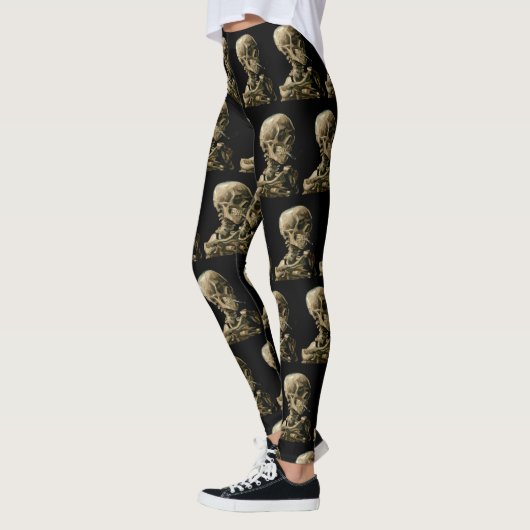Vincent van Gogh - Skull mit brennender Zigarette Leggings (Links)