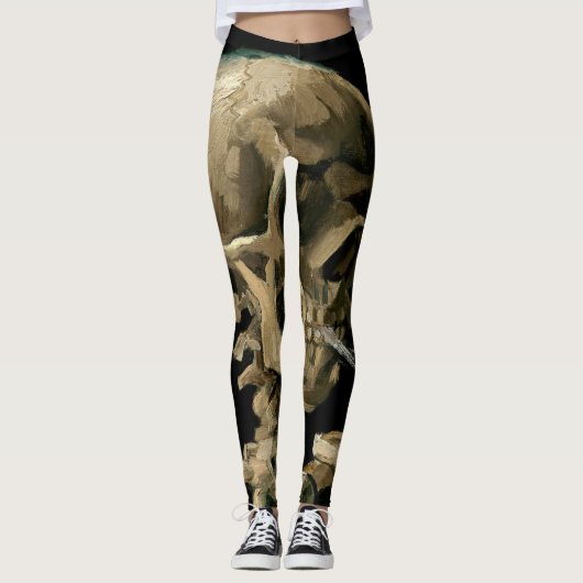 Vincent van Gogh - Skull mit brennender Zigarette Leggings (Vorderseite)