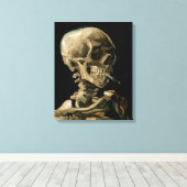 Vincent van Gogh - Skull mit brennender Zigarette Leinwanddruck (Insitu (Holzboden))