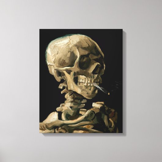 Vincent van Gogh - Skull mit brennender Zigarette Leinwanddruck (Vorderseite)