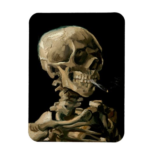 Vincent van Gogh - Skull mit brennender Zigarette Magnet (Vertikal)