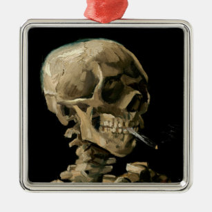 Vincent van Gogh - Skull mit brennender Zigarette Ornament Aus Metall