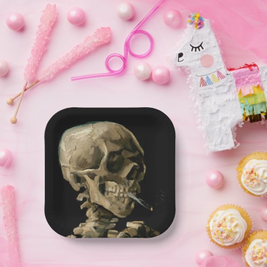 Vincent van Gogh - Skull mit brennender Zigarette Pappteller (Party)