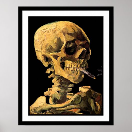 Vincent Van Gogh - Skull mit brennender Zigarette Poster (Vorne)