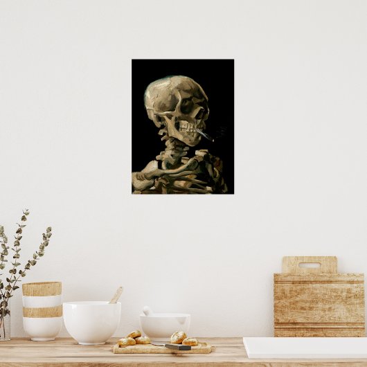 Vincent van Gogh - Skull mit brennender Zigarette Poster (Küche)