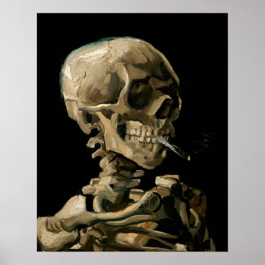 Vincent van Gogh - Skull mit brennender Zigarette Poster (Vorne)