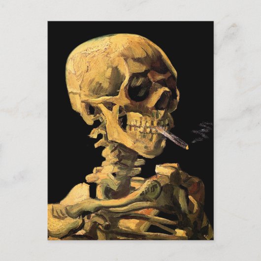 Vincent Van Gogh - Skull mit brennender Zigarette Postkarte (Vorderseite)