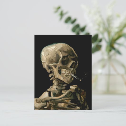 Vincent van Gogh - Skull mit brennender Zigarette Postkarte (Stehend Vorderseite)