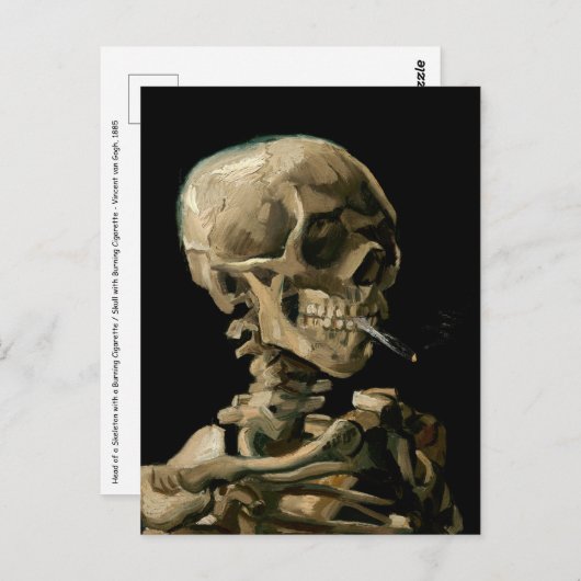Vincent van Gogh - Skull mit brennender Zigarette Postkarte (Vorne/Hinten)