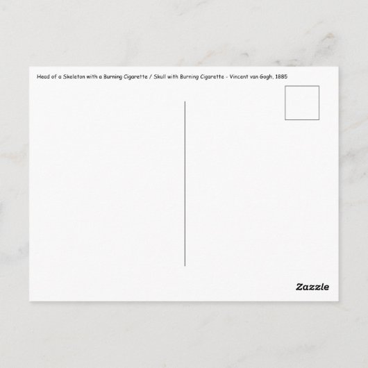 Vincent van Gogh - Skull mit brennender Zigarette Postkarte (Rückseite)