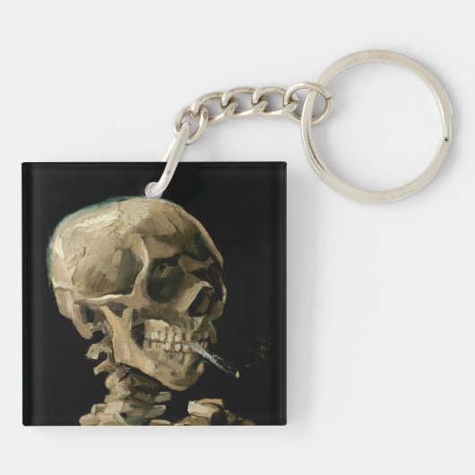 Vincent van Gogh - Skull mit brennender Zigarette Schlüsselanhänger (Rückseite)