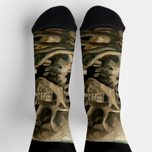 Vincent van Gogh - Skull mit brennender Zigarette Socken (Oben)