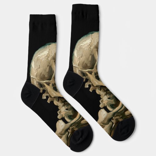 Vincent van Gogh - Skull mit brennender Zigarette Socken (Rechts)