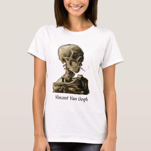 Vincent van Gogh - Skull mit brennender Zigarette T-Shirt (Vorderseite)