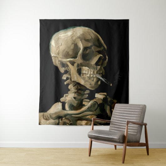 Vincent van Gogh - Skull mit brennender Zigarette Wandteppich (Beispiel)