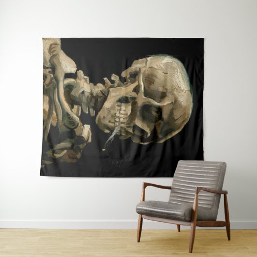 Vincent van Gogh - Skull mit brennender Zigarette Wandteppich (Beispiel (Horizontal))