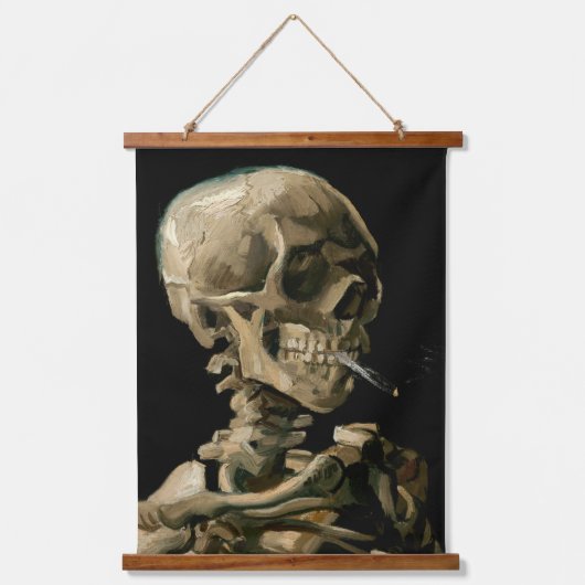 Vincent van Gogh - Skull mit brennender Zigarette Wandteppich Mit Holzrahmen (Vorderseite)