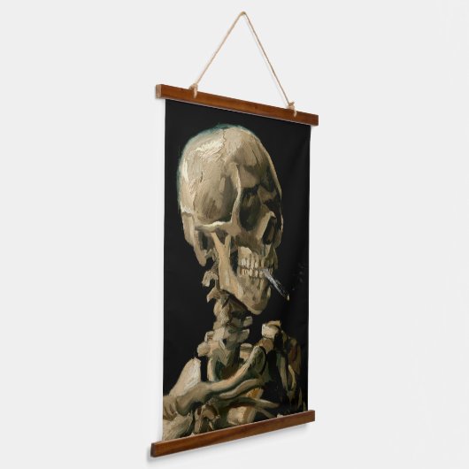 Vincent van Gogh - Skull mit brennender Zigarette Wandteppich Mit Holzrahmen (Gewinkelt)