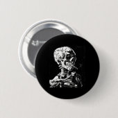 Vincent Van Gogh Skull mit Zigarette Skeleton Hal Button (Vorne & Hinten)