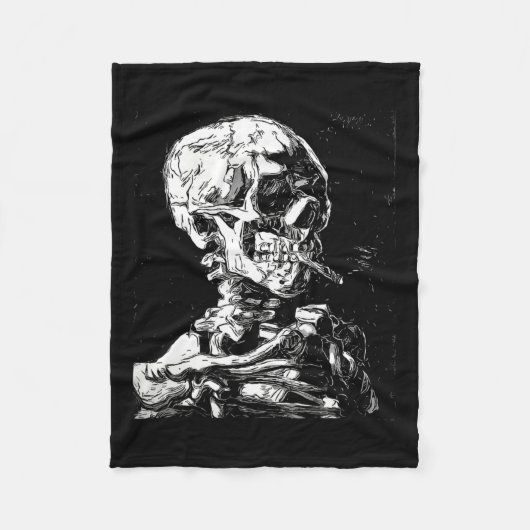 Vincent Van Gogh Skull mit Zigarette Skeleton Hal Fleecedecke (Vorderseite)