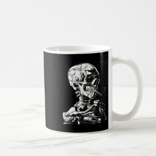 Vincent Van Gogh Skull mit Zigarette Skeleton Hal Kaffeetasse (Rechts)