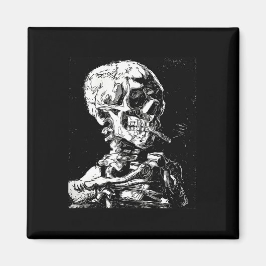 Vincent Van Gogh Skull mit Zigarette Skeleton Hal Magnet (Vorne)