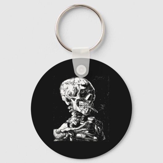 Vincent Van Gogh Skull mit Zigarette Skeleton Hal Schlüsselanhänger (Vorderseite)