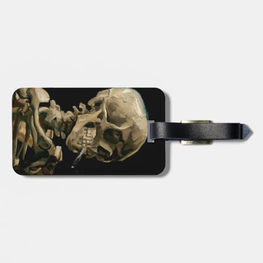 Vincent van Gogh - Skull - QR Code Gepäckmarke Gepäckanhänger (Rückseite horizontal)