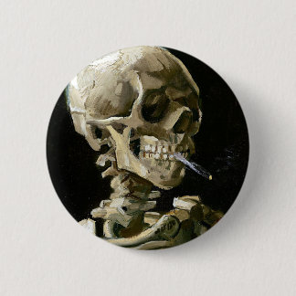 Vincent van Gogh Smoking Skeleton Button