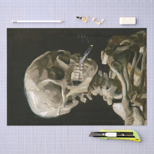 Vincent Van Gogh Smoking Skeleton Decoupage Seidenpapier (Handwerk)