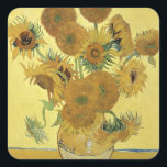Vincent van Gogh | Sonnenblumen, 1888 Quadratischer Aufkleber<br><div class="desc">Bildsammlung: BAL970 Sonnenblumen,  1888 (Öl auf Leinwand). Gogh,  Vincent van (1853-1890) Öl auf Leinwand. National Gallery,  London,  Großbritannien 1888</div>